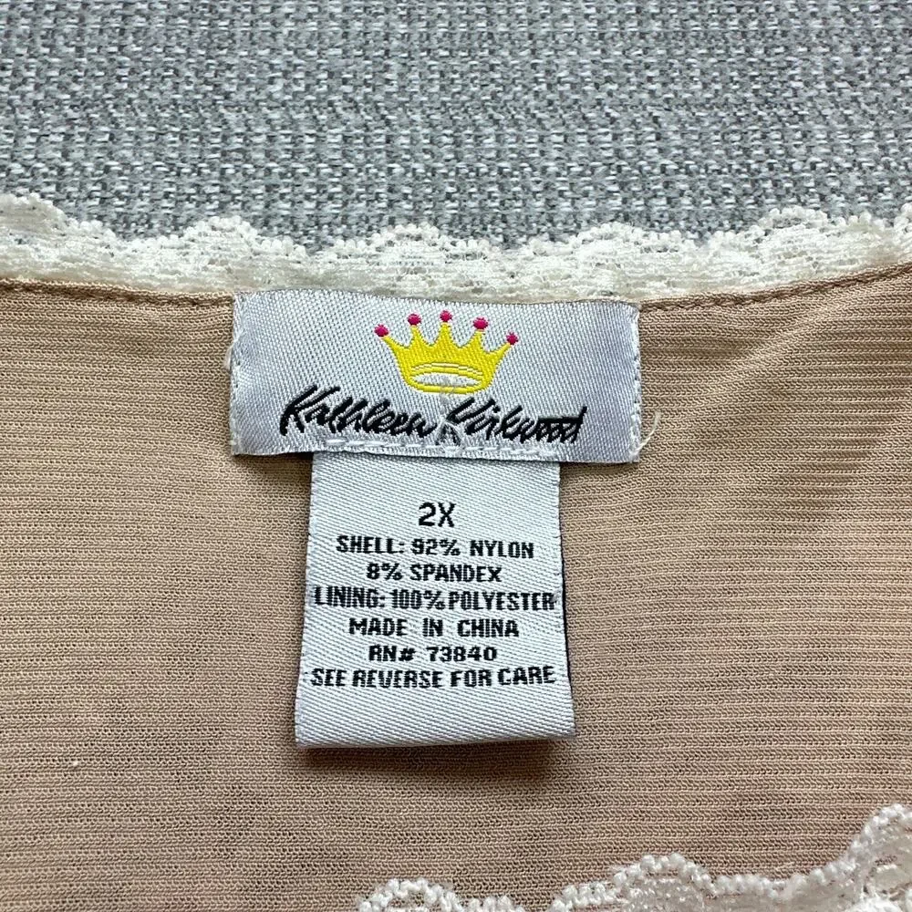 Kathleen Kirkwood Tank Top Shirt Womens‎ 2X Y2K Fairy Lace Overlay Cream Stretch - Picture 2 of 8